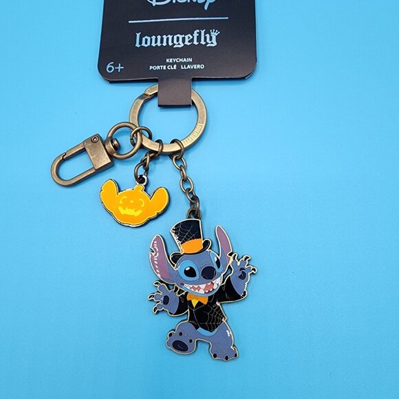 Loungefly Disney Lilo and Stitch Halloween Pumpkin Keychain Charm NEW - Picture 3 of 12